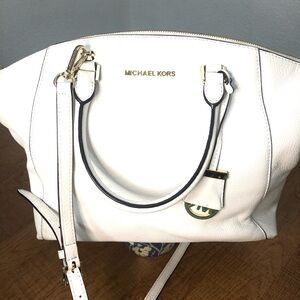 Michel Kors white leather satchel